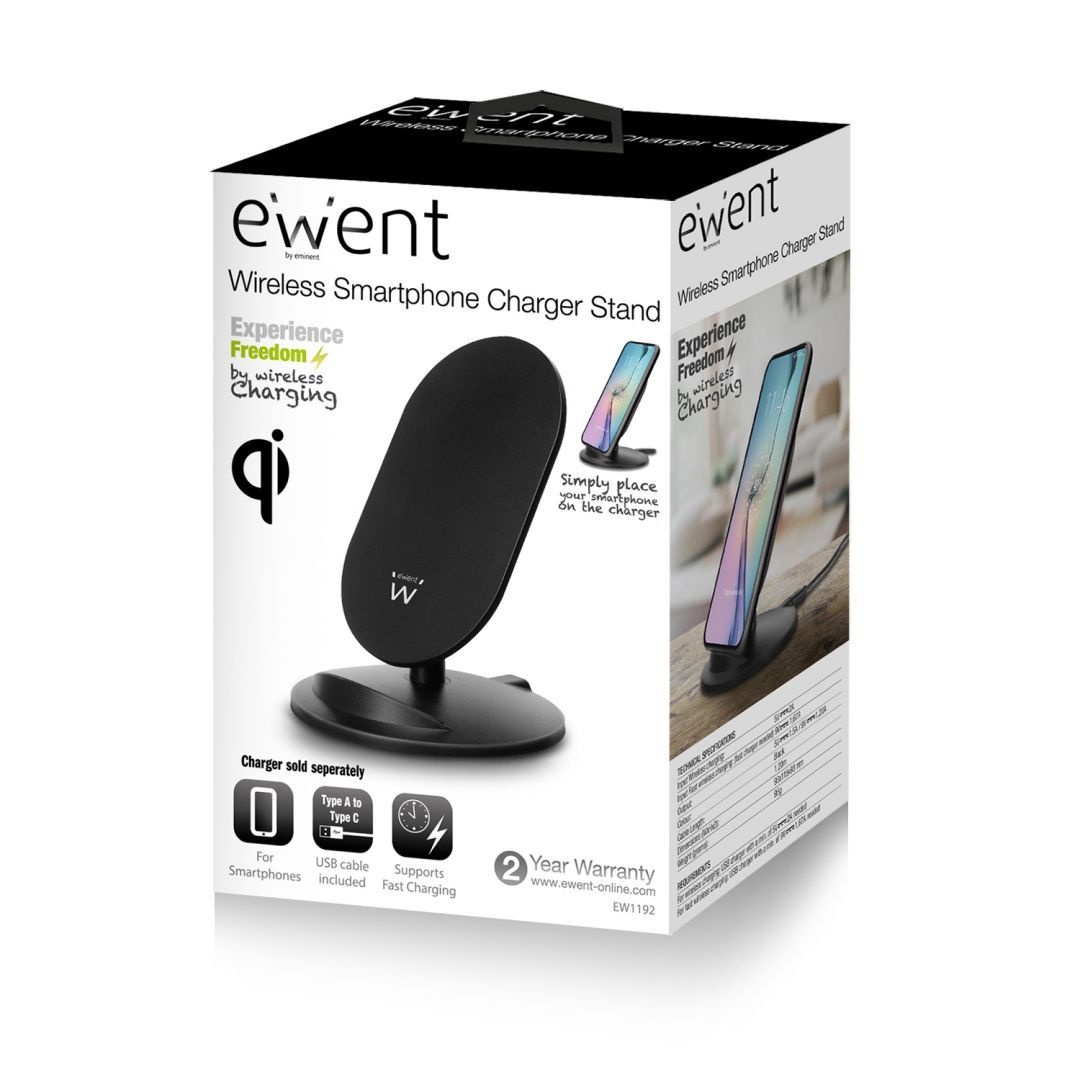Ewent EW1192 Wireless Charging Stand QI Black