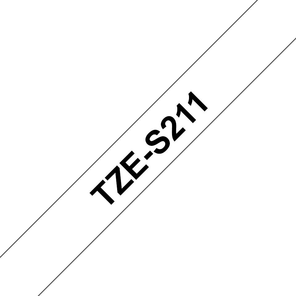 Brother TZE-S211 laminált P-touch szalag (6mm) Black on White - 8m