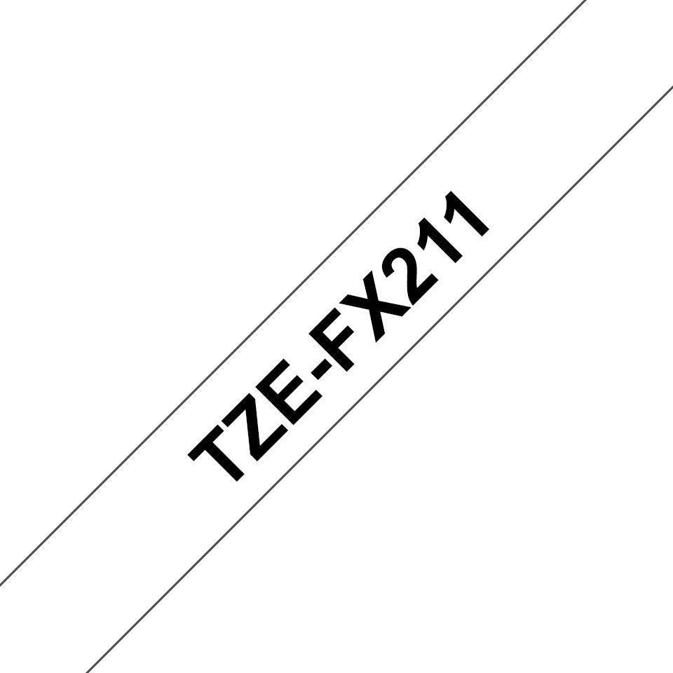 Brother TZe-FX211 laminált P-touch szalag (6mm) Black on White - 8m