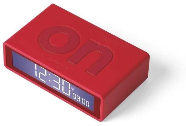 Lexon Flip+ LCD Alarm Clock Rubber Red