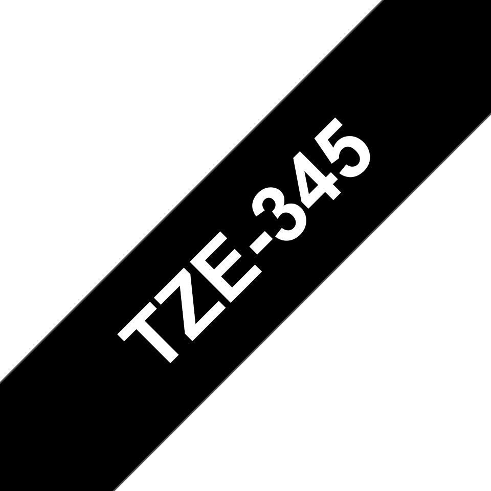 Brother TZe-345 laminált P-touch szalag (18mm) White on Black - 8m