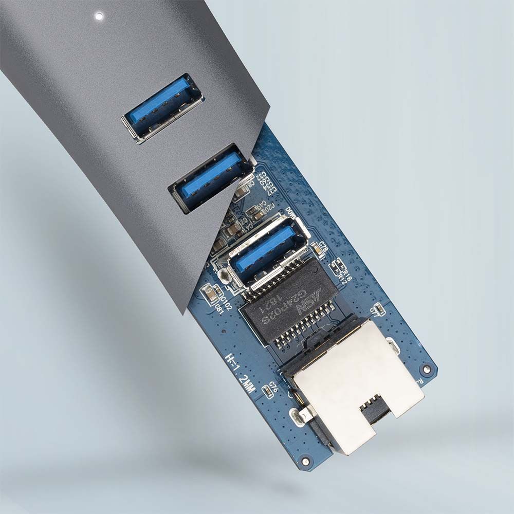 AXAGON HMA-GL3AP USB3.2 multiport Hub 3-port + LAN metal silver