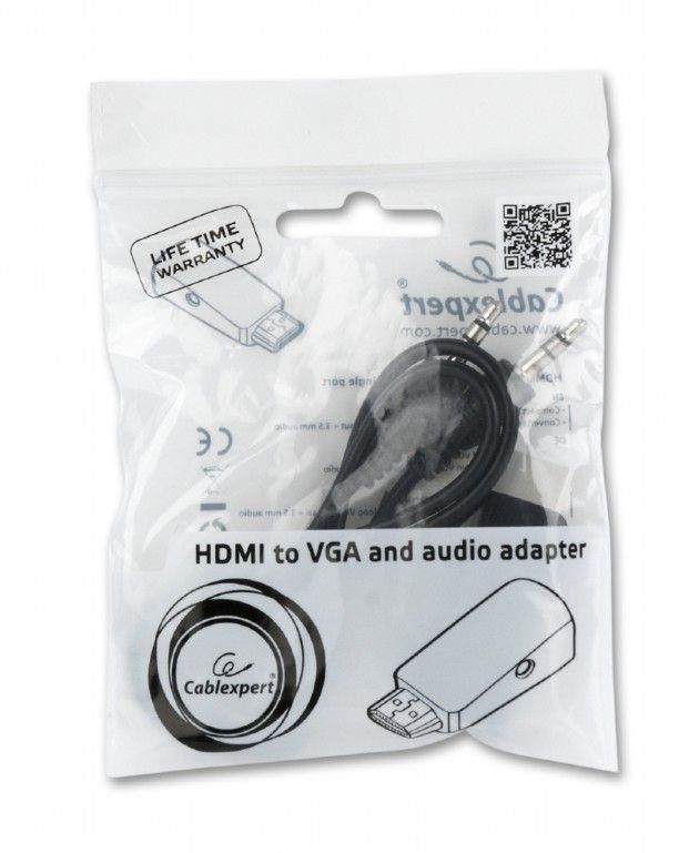 Gembird A-HDMI-VGA-02 HDMI to VGA and audio adapter single port Black