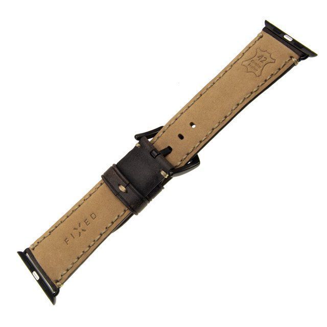 FIXED Berkeley bőrszíj Apple Watch 42 és 44 mm órához, fekete, faszén