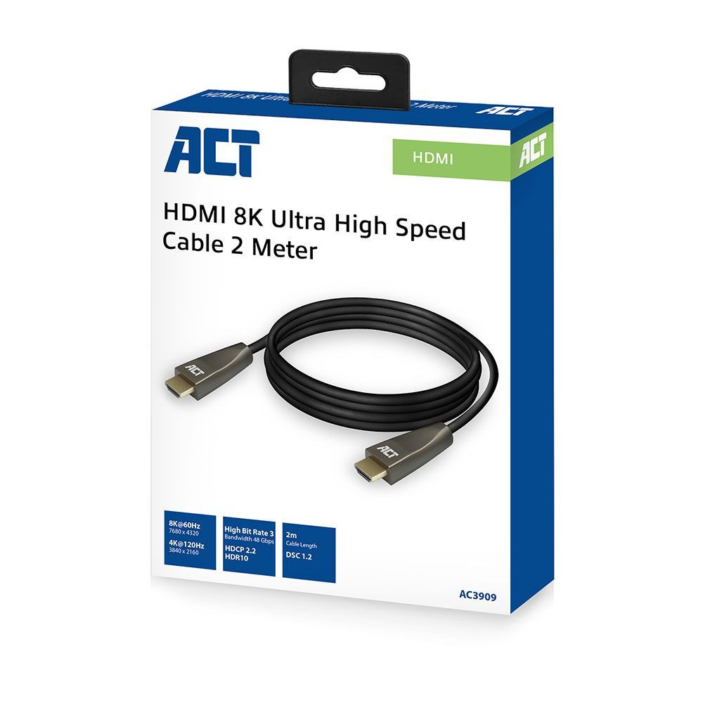 ACT AC3909 HDMI 8K Ultra High Speed cable 2m Black