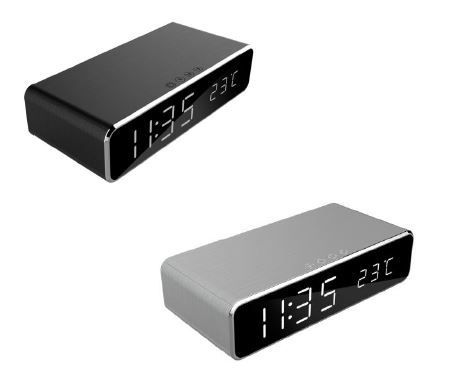 Gembird DAC-WPC-01-S Digital alarm clock with wireless charging function Silver