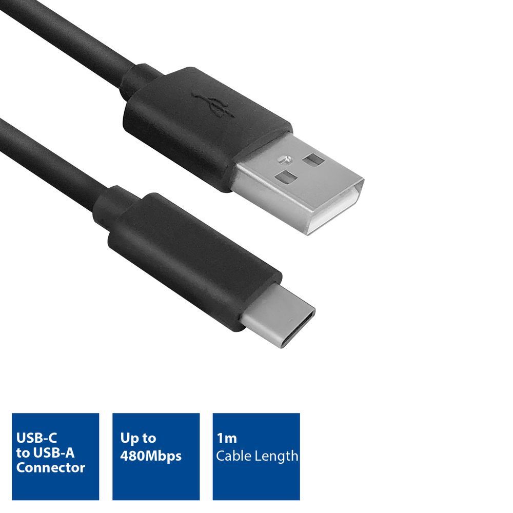 ACT AC7350 USB2.0 USB-C to USB-A Connection cable 1m Black