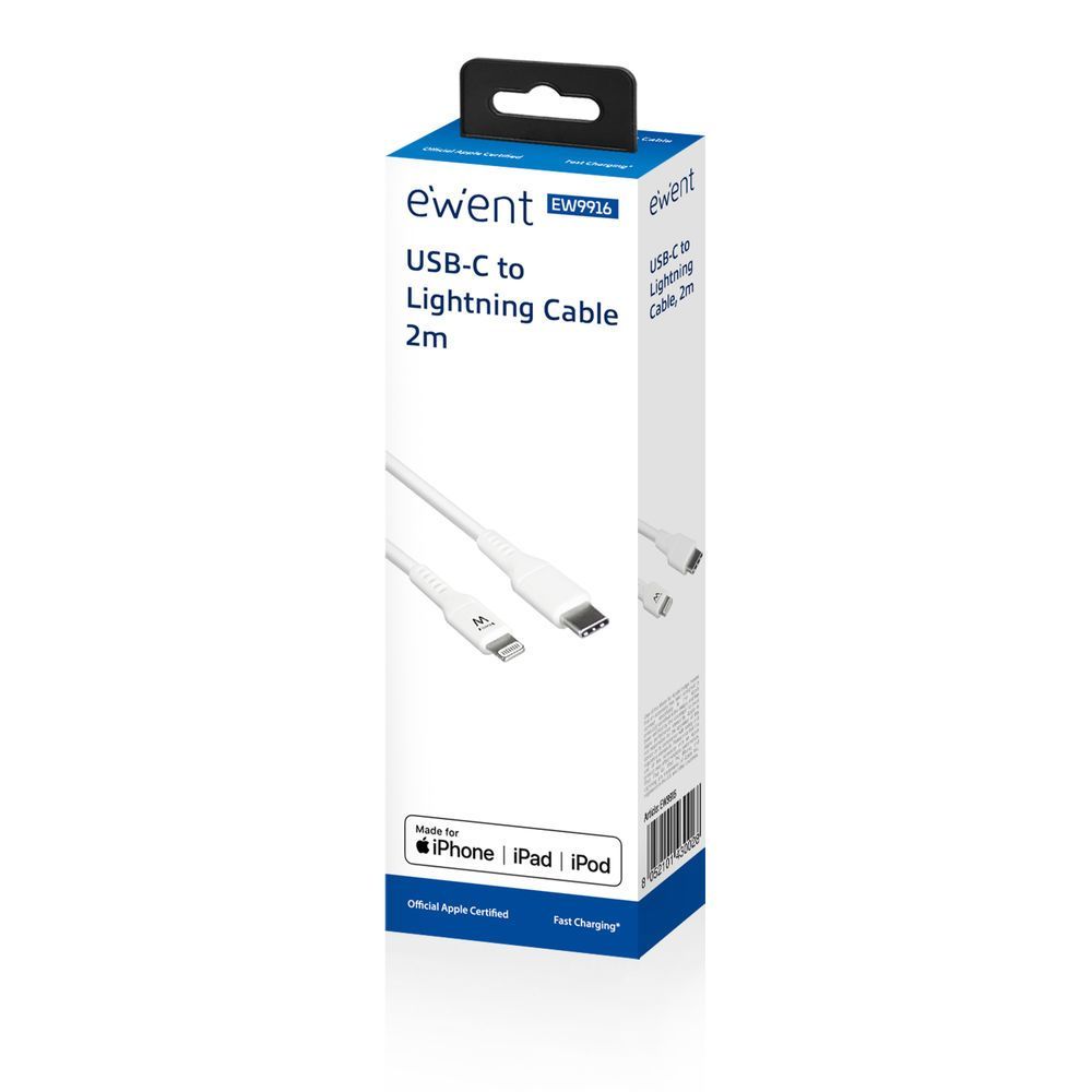 Ewent EW9916 USB-C to Lightning cable 2m White