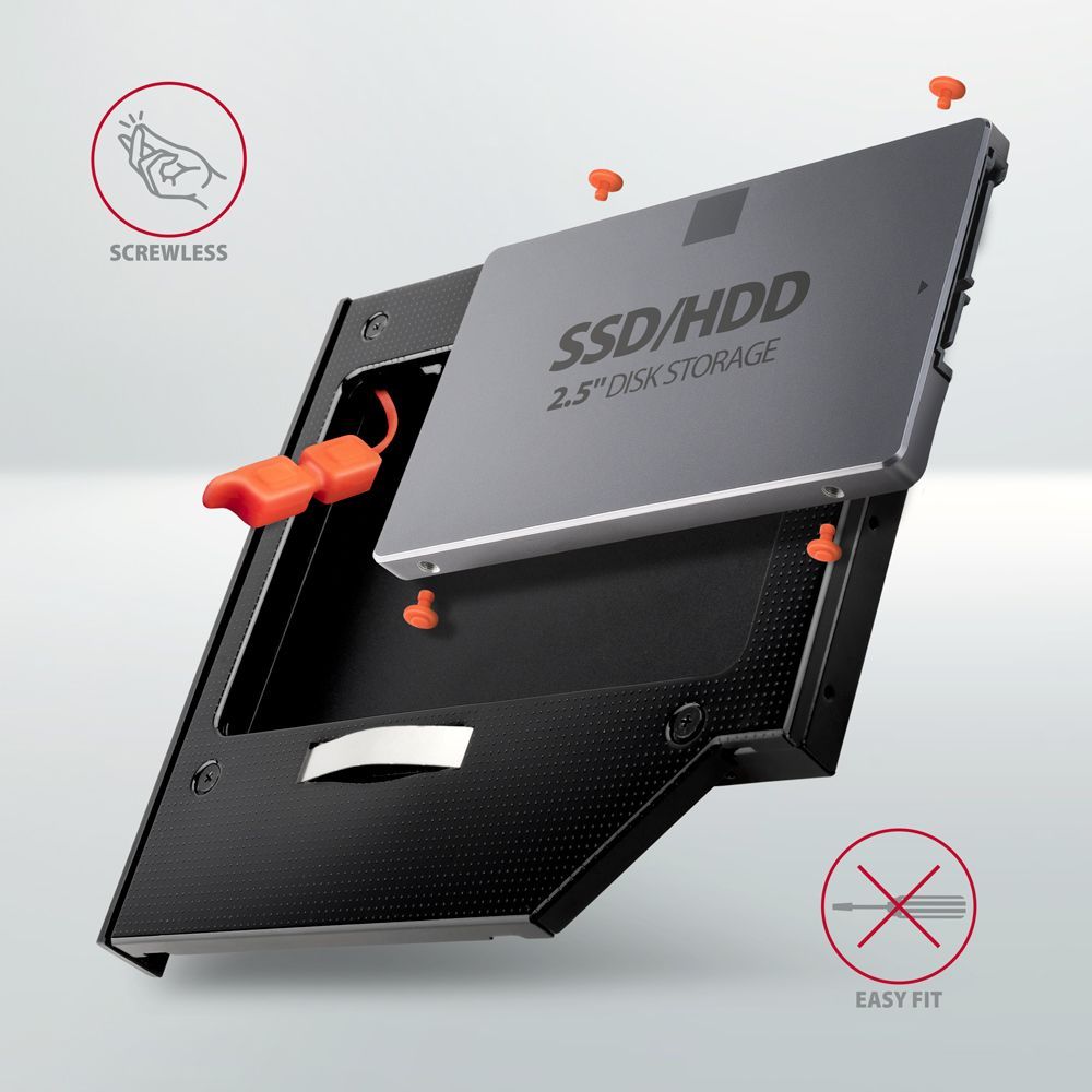 AXAGON RSS-CD12 ODD – 2,5" SATA SSD/HDD Caddy 12,7mm Black