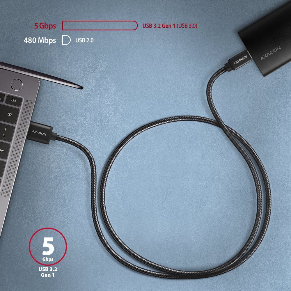 AXAGON SPEED USB-C > USB-A 3.2 Gen 1 Cable 1,5m Black