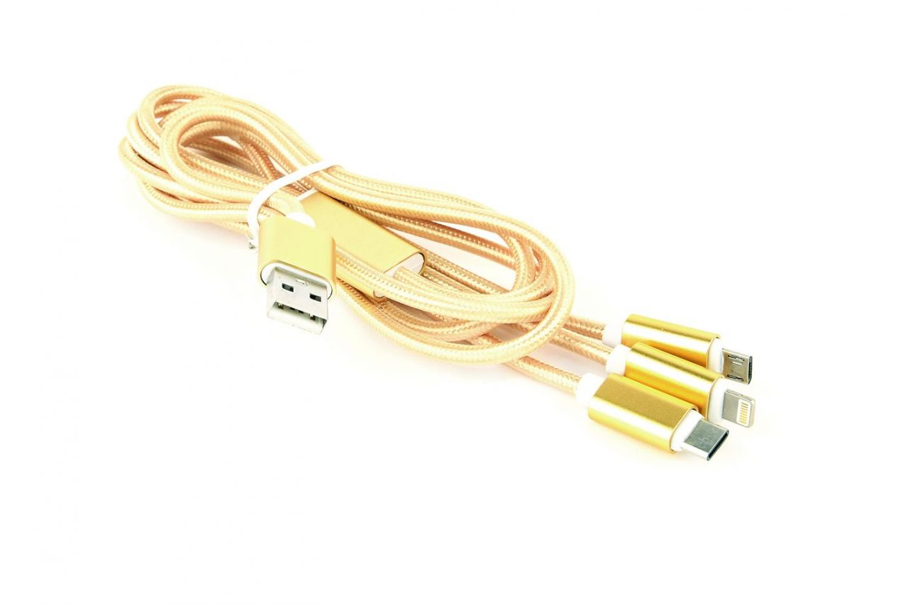 Gembird CC-USB2-AM31-1M-G USB 3-in-1 Charging cable 1m Gold