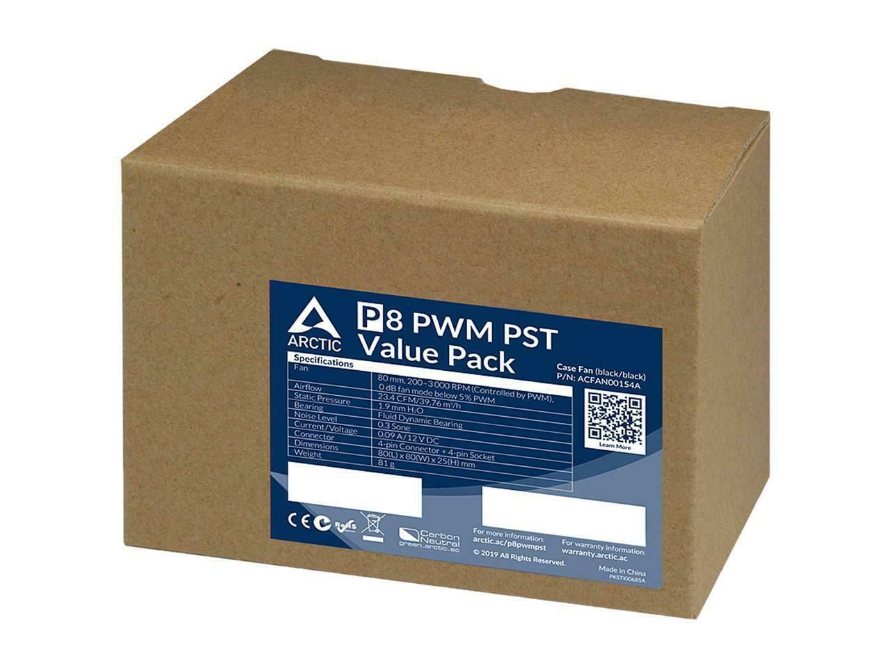 Arctic P8 PWM PST Value Pack (Black/Black) (5db/cs)