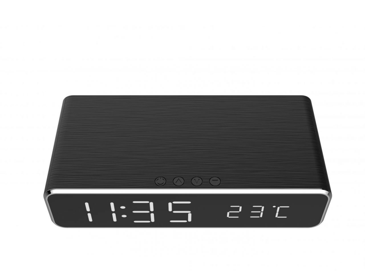 Gembird DAC-WPC-01 Digital alarm clock with wireless charging function Black