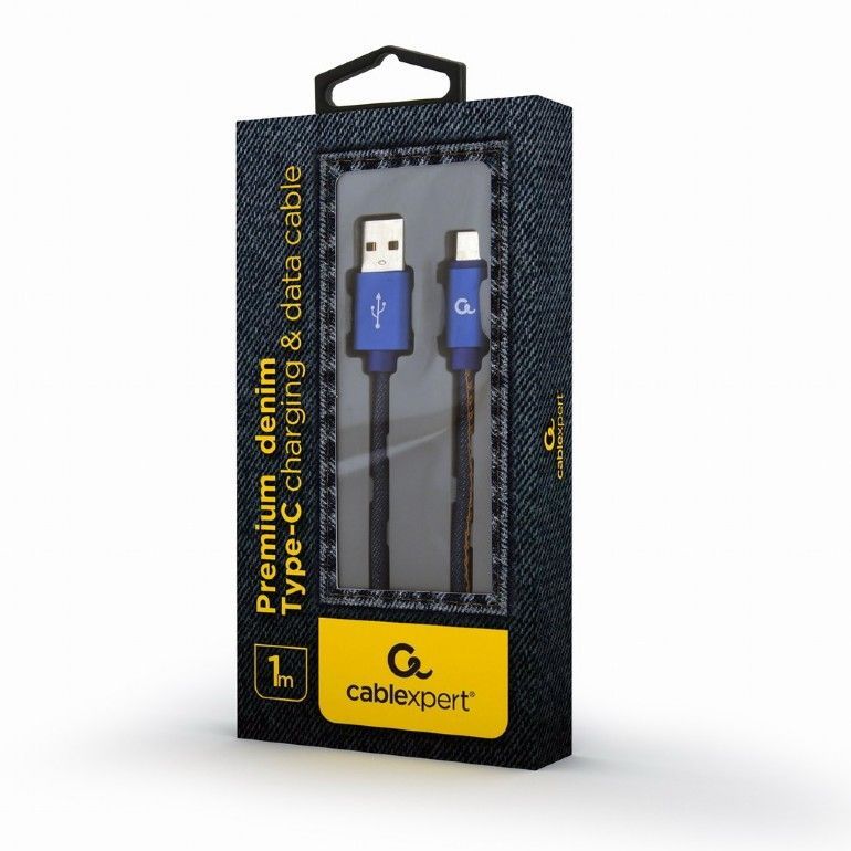 Gembird CC-USB2J-AMCM-1M-BL Premium jeans (denim) Type-C USB cable with metal connectors 1m Blue