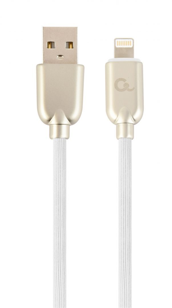Gembird CC-USB2R-AMLM-1M-W Lightning Premium rubber 8-pin charging and data cable 1m White