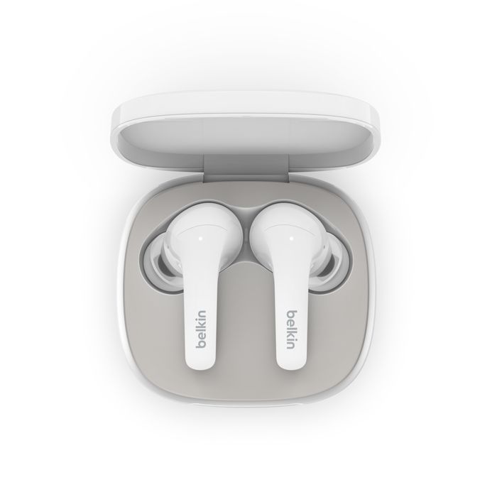 Belkin SoundForm Flow Noise Cancelling Earbuds Headset White