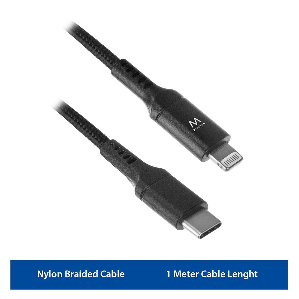 Ewent EW1378 USB-C to Lightning cable 1m Black
