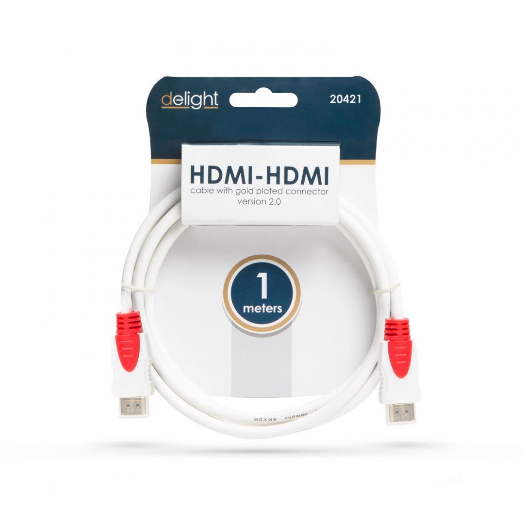 Delight Jelkábel HDMI-HDMI 2.0 3D aranyozott Am/Am 1m White