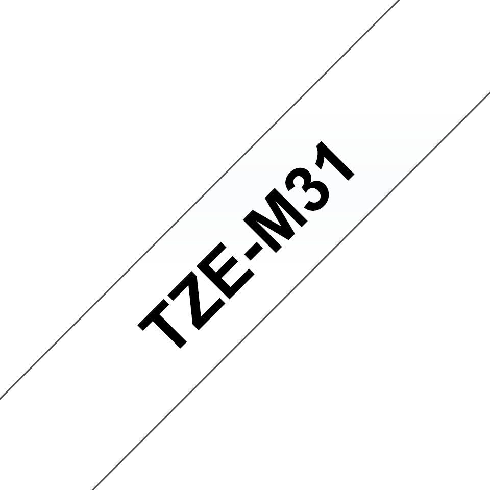 Brother TZE-M31 laminált P-touch szalag (12mm) Black on Matt Transparent - 8m