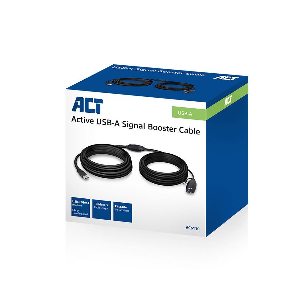 ACT AC6110 USB Booster 10m Black