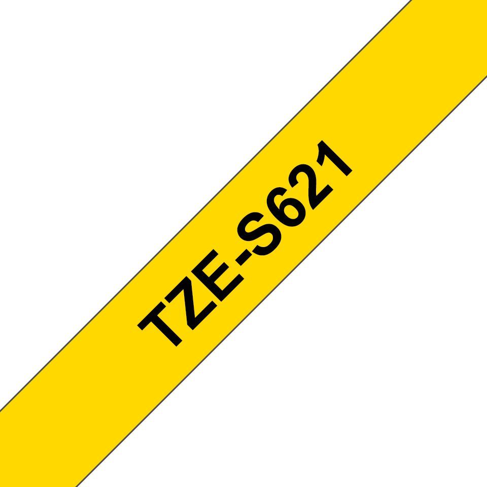 Brother TZE-S621 laminált P-touch szalag (9mm) Black on Yellow - 8m