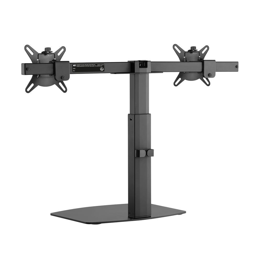 ACT AC8332 Free Standing Gas Spring Dual Monitor Arm Office Crossbar 10"-27" Black