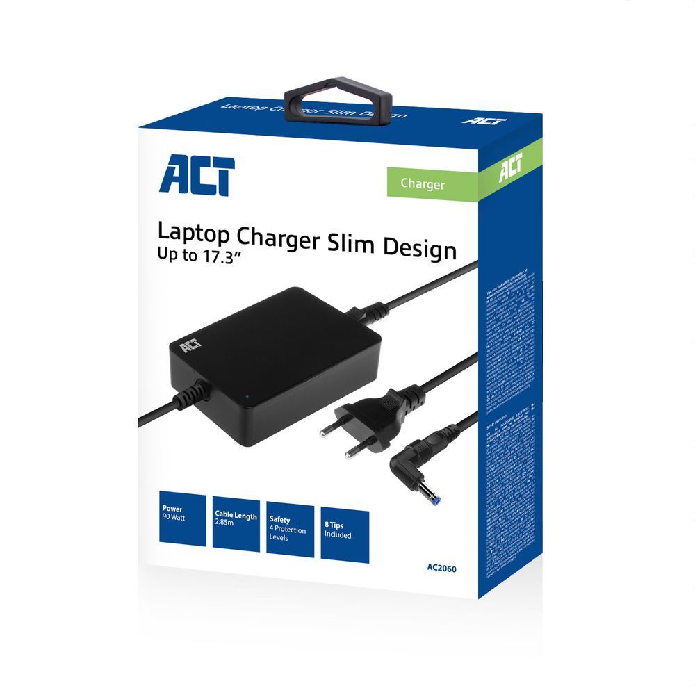 ACT AC2060 Slim size laptop charger 90W Black