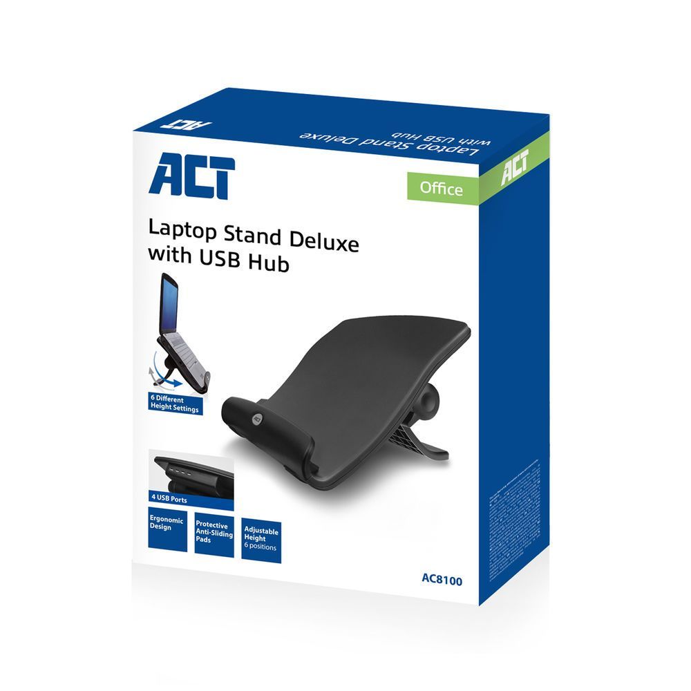 ACT AC8100 Laptop stand up to 17" adjustable height (6 positions) 4-port hub