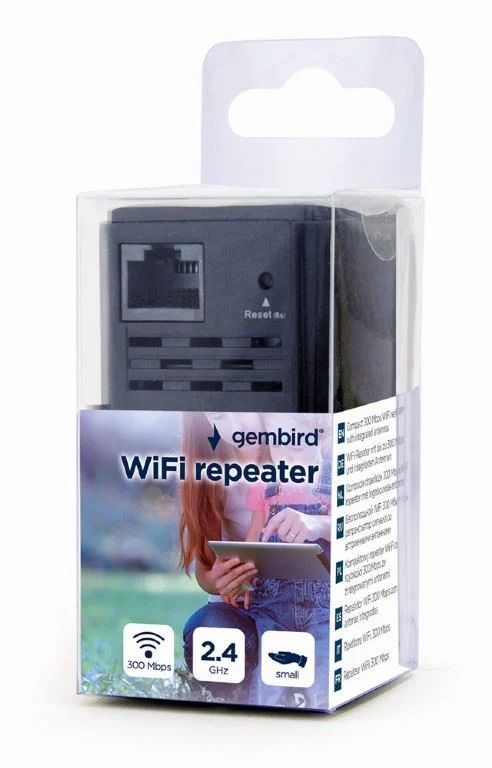 Gembird WNP-RP300-03-BK Wi-Fi repeater 300 Mbps Range Extender Black