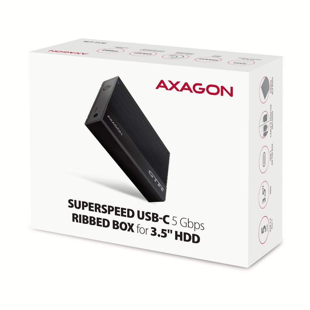 AXAGON EE35-GTR USB-C 3.2 Gen 1 - SATA 6G 3.5" External RIBBED box Black