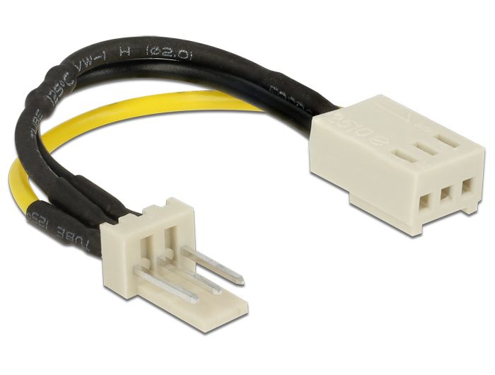 DeLock Power Cable 3 pin male > 3 pin female (fan) 8cm – Reduction of rotation speed