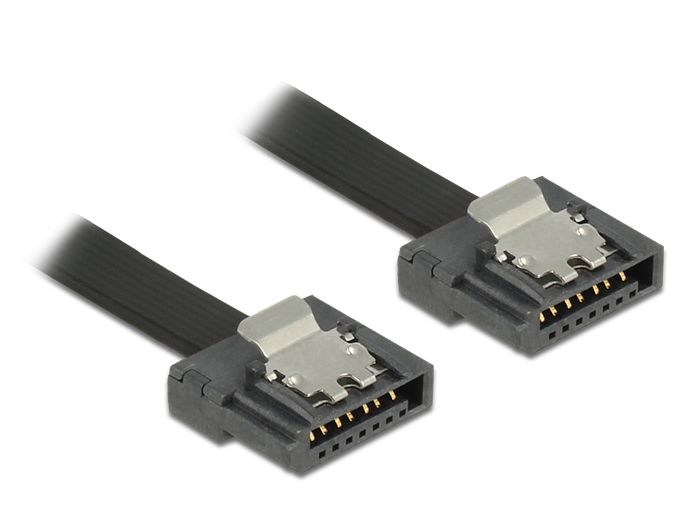 DeLock Cable SATA FLEXI 6 Gb/s 0,3m Black metal