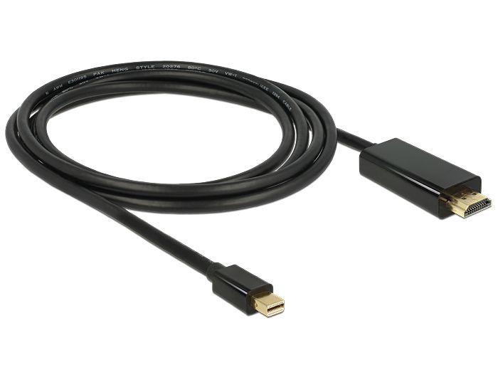 DeLock mini Displayport 1.1 male to HDMI male kábel 2m Black
