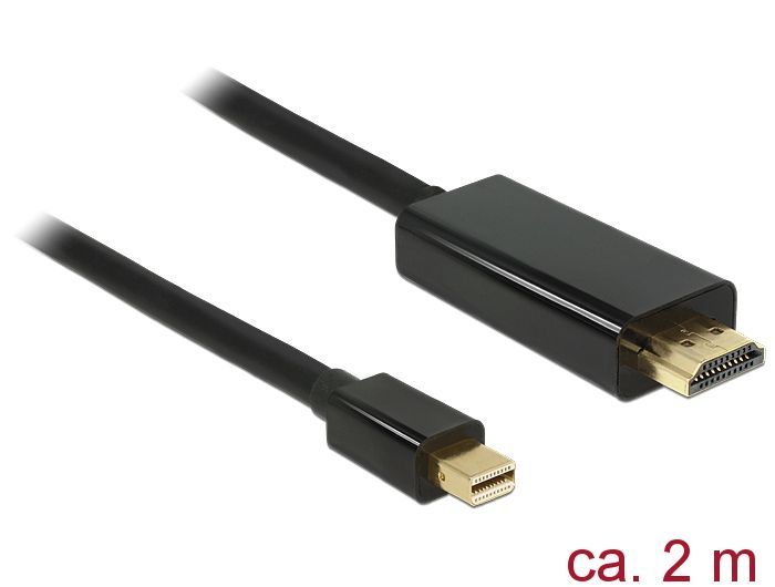DeLock mini Displayport 1.1 male to HDMI male kábel 2m Black
