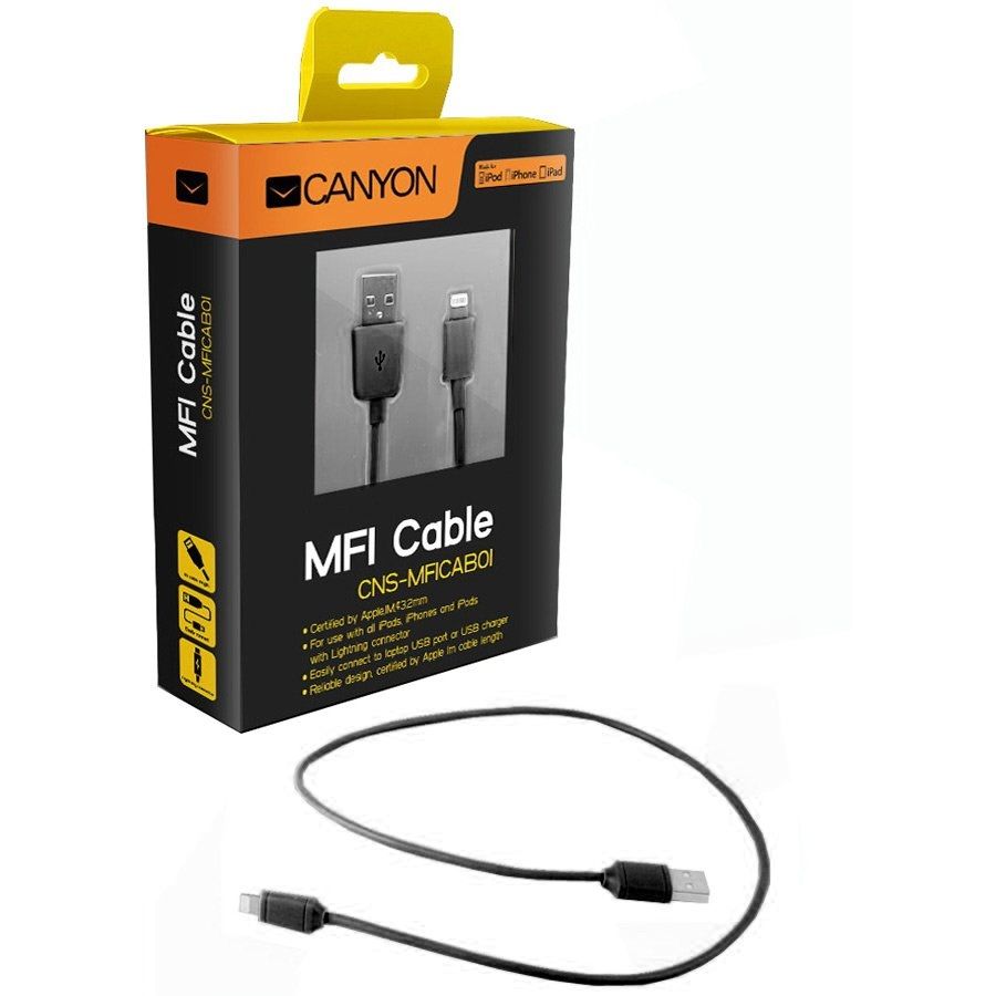 Canyon Ultra-compact MFI Apple Cable 1m Black