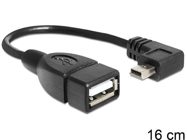 DeLock Cable Mini USB male angled > USB 2.0-A female OTG 16cm Black