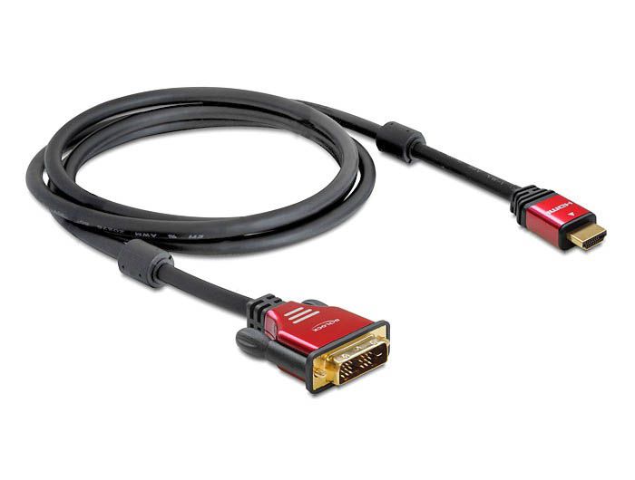 DeLock High Speed HDMI A male > DVI-D (Dual Link) (24+1) male cable 2m DeLock High Speed HDMI A male > DVI-D (Dual Link) (24+1) male cable 2m
