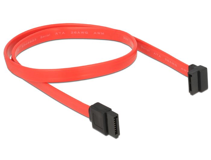 DeLock Cable SATA 3 Gb/s receptacle straight > SATA receptacle upwards angled 50cm Red