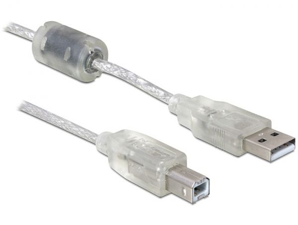 DeLock USB 2.0 A-B upstream male/male 0,5m Transparent