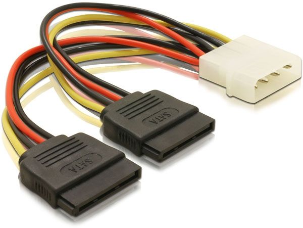 DeLock Cable Power SATA HDD 2x > 4pin male 0,15m
