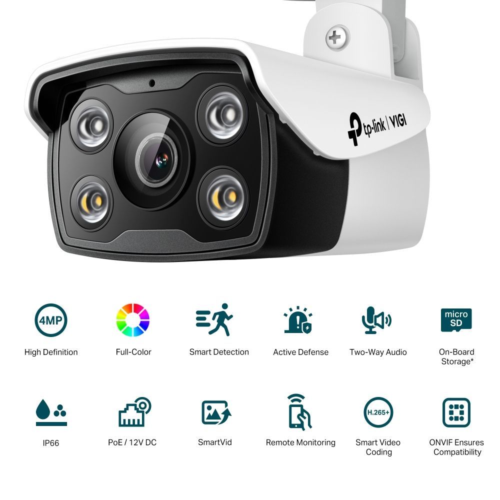TP-Link VIGI C340 (6mm) 4MP Outdoor Full-Color Bullet Network Camera