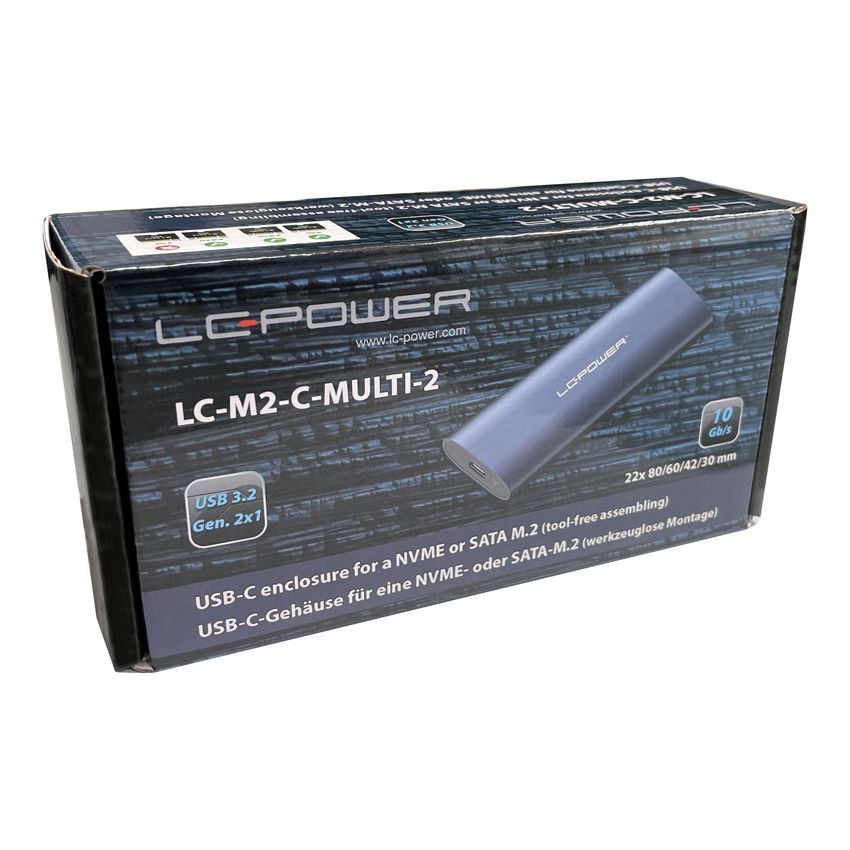 LC Power LC-M2-C-MULTI-2 USB3.2 Enclosure for a NVMe or SATA M.2