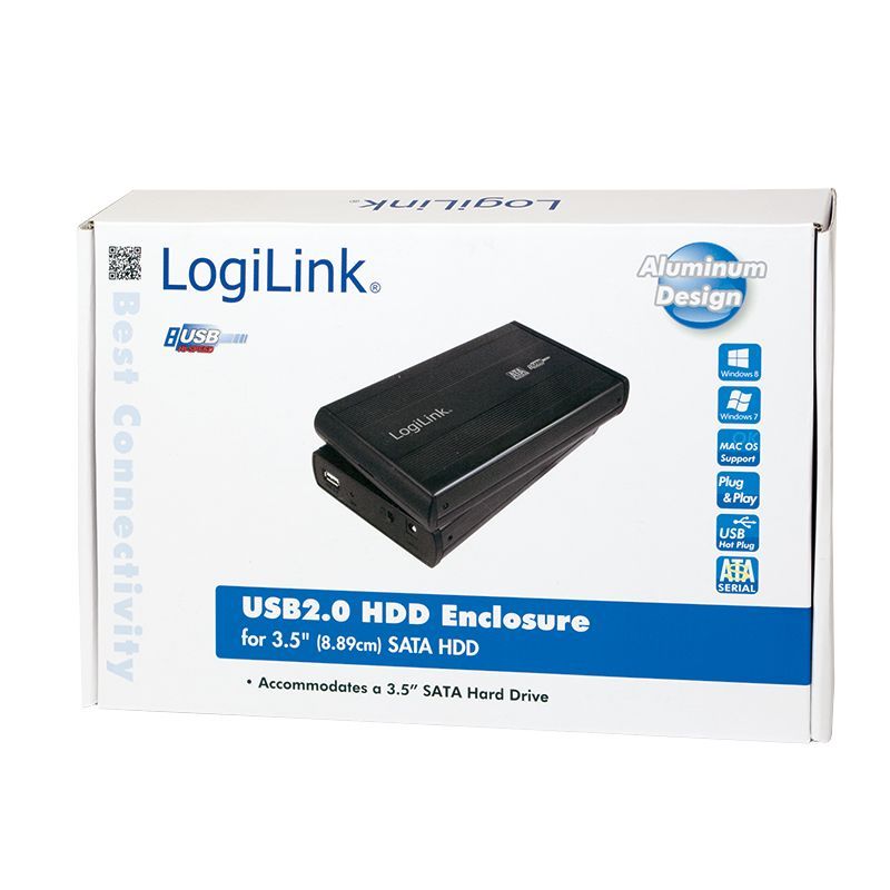 Logilink 3,5" SATA USB 2.0 Aluminium Black