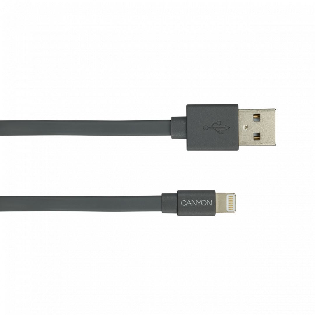 Canyon CNS-MFIC2DG Charge & Sync MFI flat cable 1m Dark Gray
