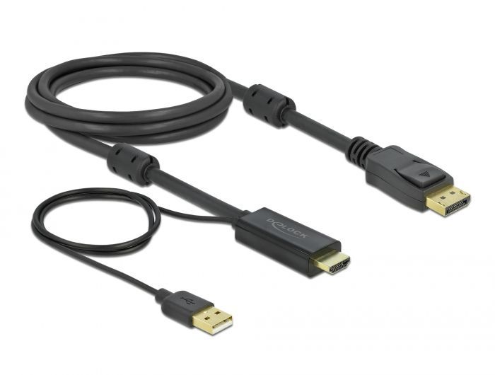 DeLock HDMI to DisplayPort 4K 30Hz 2m cable Black
