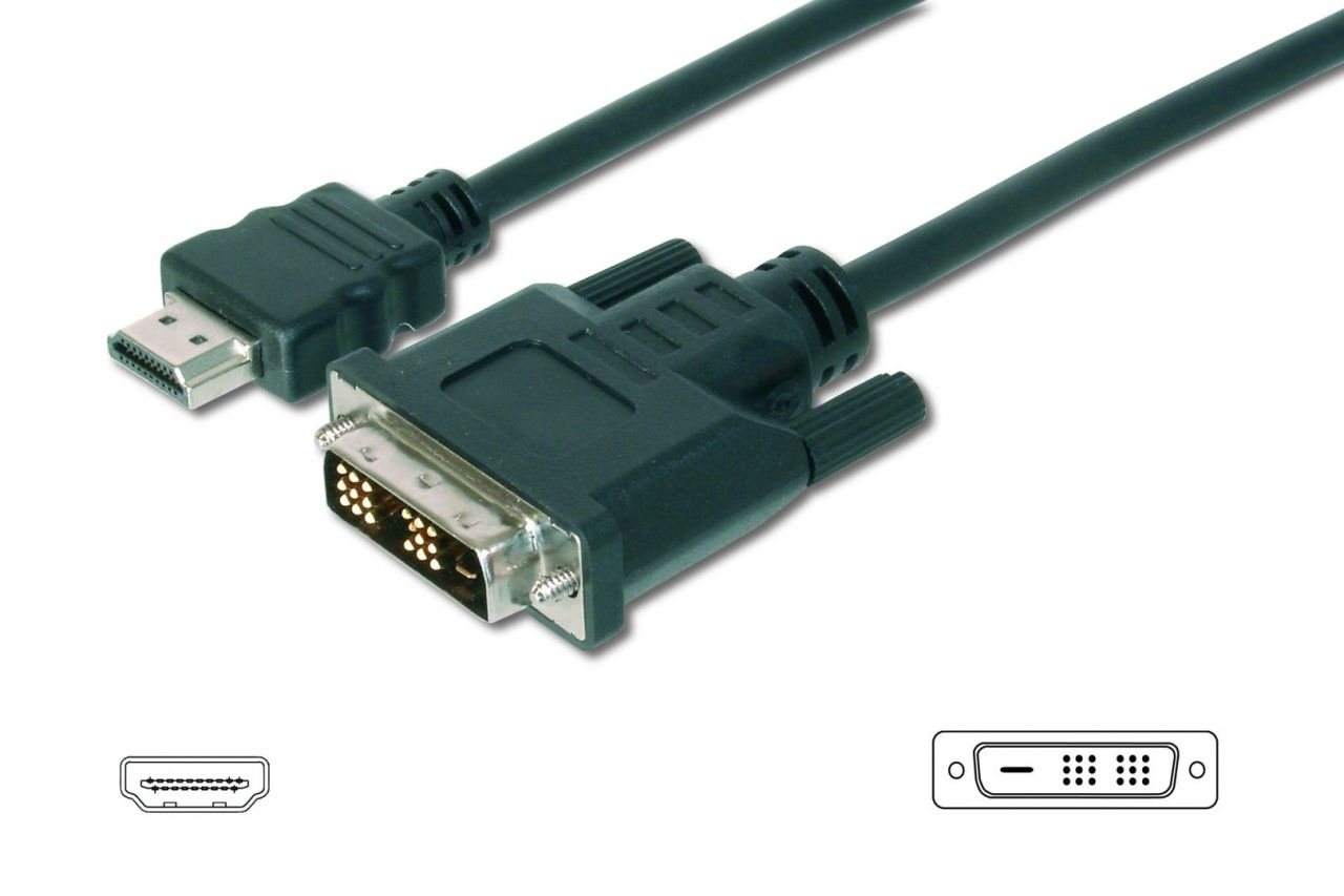 Assmann HDMI adapter cable, type A-DVI-D (Single Link) (18+1) 5m Black