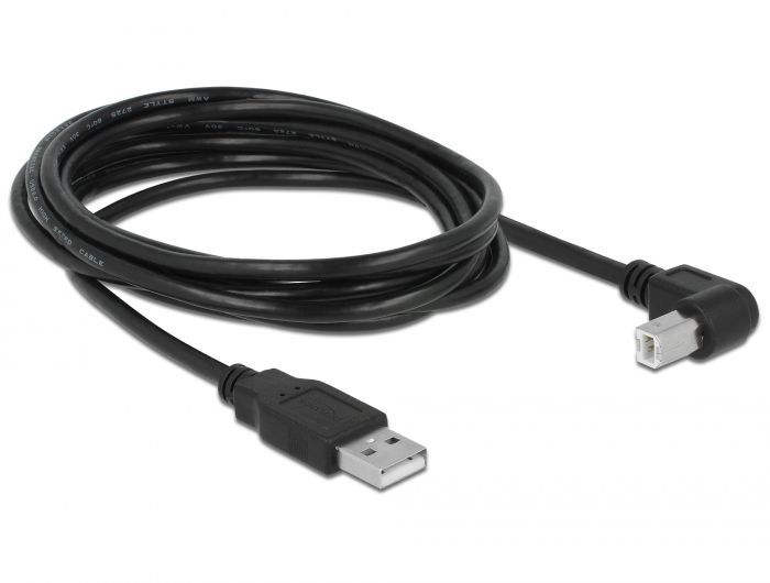 DeLock USB 2.0 Type-A male > USB 2.0 Type-B male angled 3m cable Black