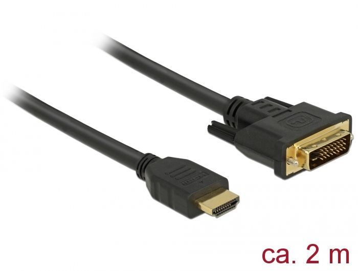 DeLock HDMI to DVI (Dual Link) (24+1) cable bidirectional 2m Black