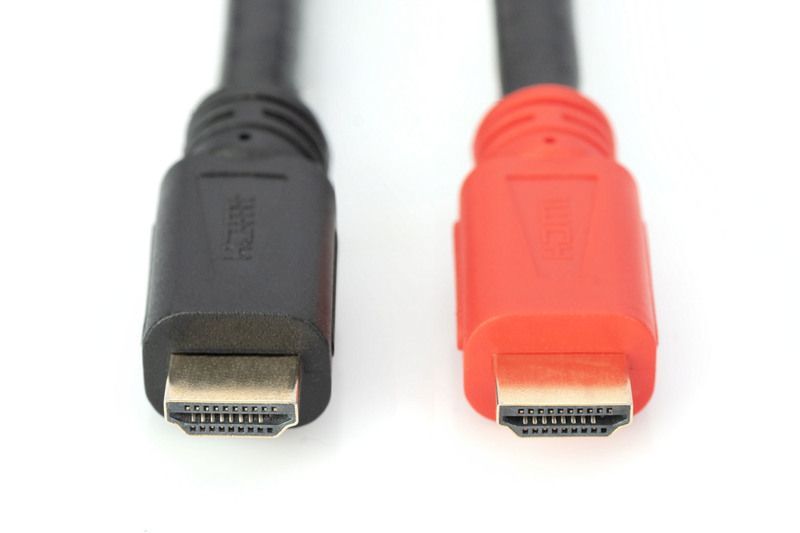 Assmann HDMI High Speed connection cable with Ethernet and signal amplifier 15m Black/Red