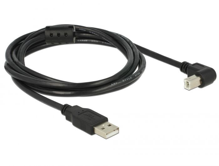 DeLock USB 2.0 Type-A male > USB 2.0 Type-B male angled 2m cable Black